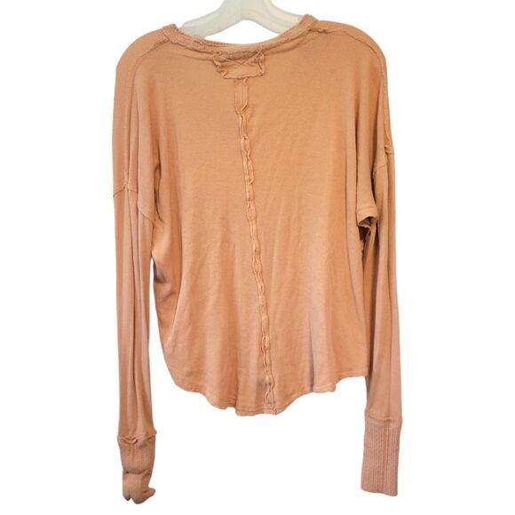 Free People Colby Long Sleeve Top Light Orange Size Medium - Picture 2 of 5